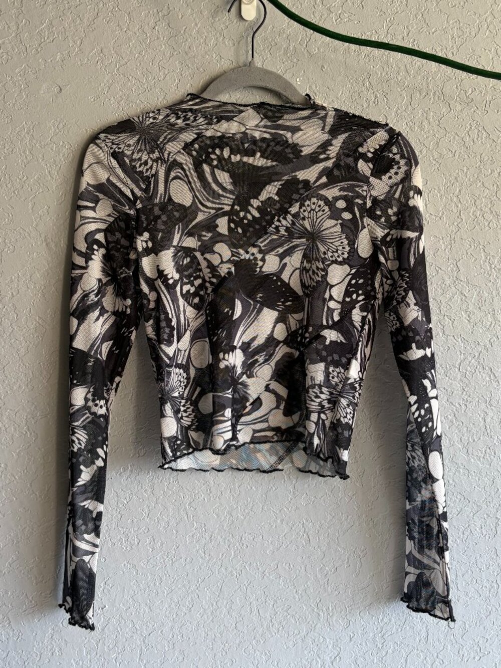 Garage Sheer Black Printed Long Sleeve
